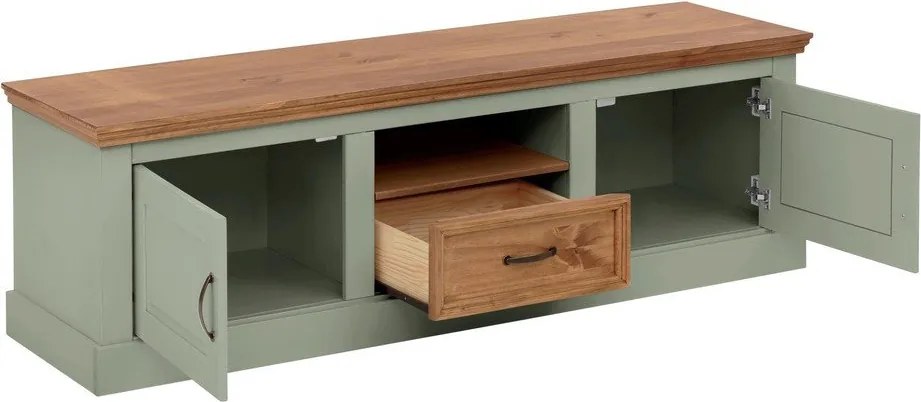 Svetlozelený TV stolík z borovicového dreva 160x50 cm Selma – Støraa