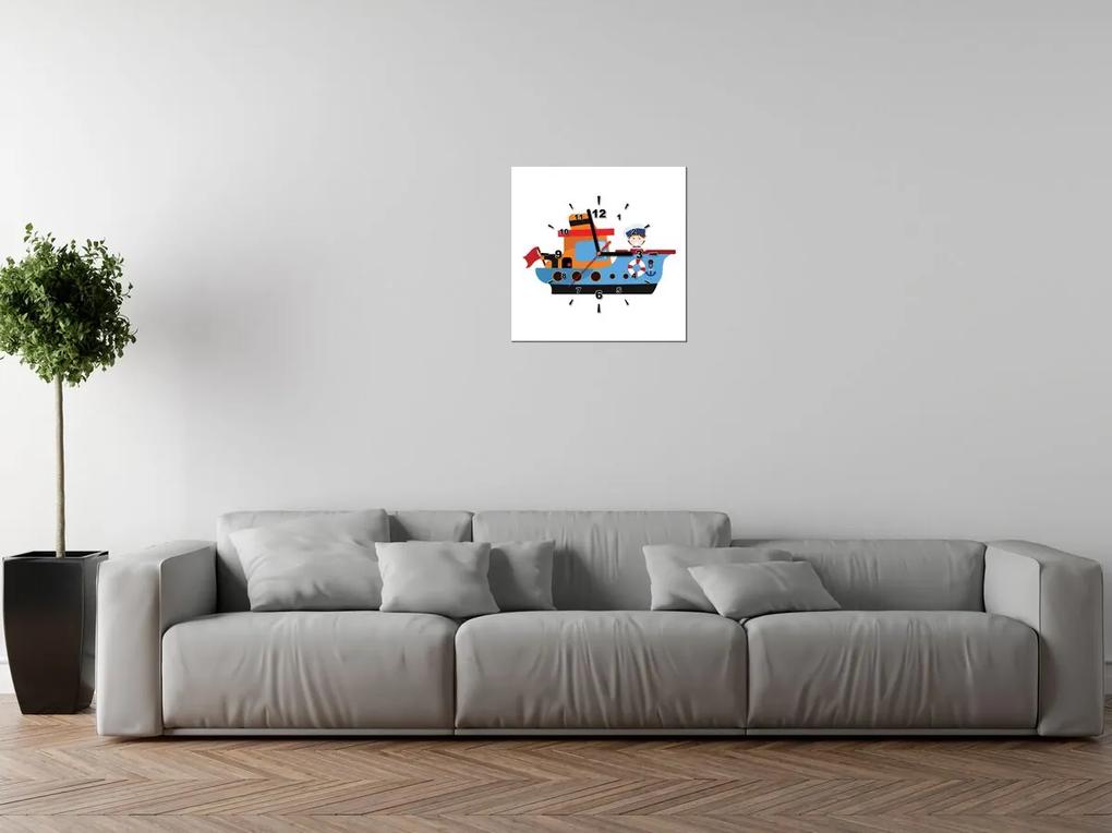 Gario Obraz s hodinami Rybárska loďka Rozmery: 30 x 30 cm