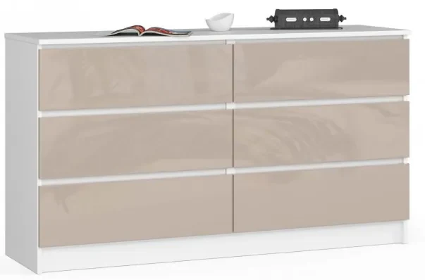 Komoda K140 6SZ CLP cappuccino, lesk