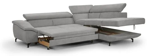 Rozkladacia rohová sedacia súprava BRESCIA do L pravá, šedá, s úložným priestoro