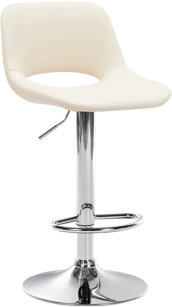 Barová stolička Camden - koženka, chróm rám - Krémová
