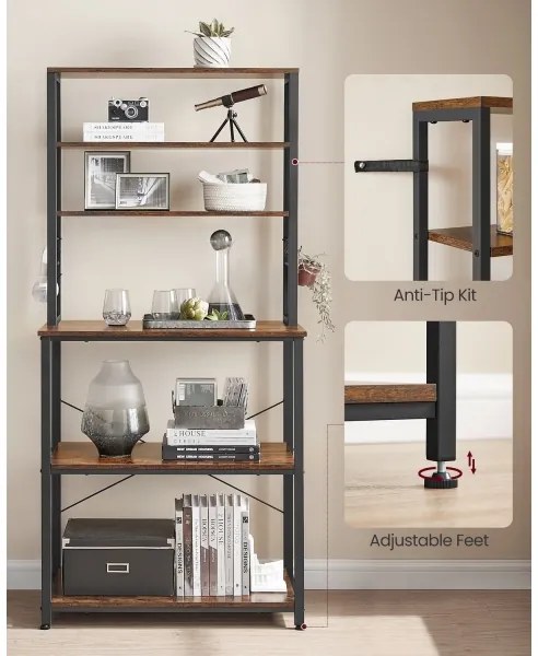 Policový regál do kuchyne MARGE hnedá/čierna