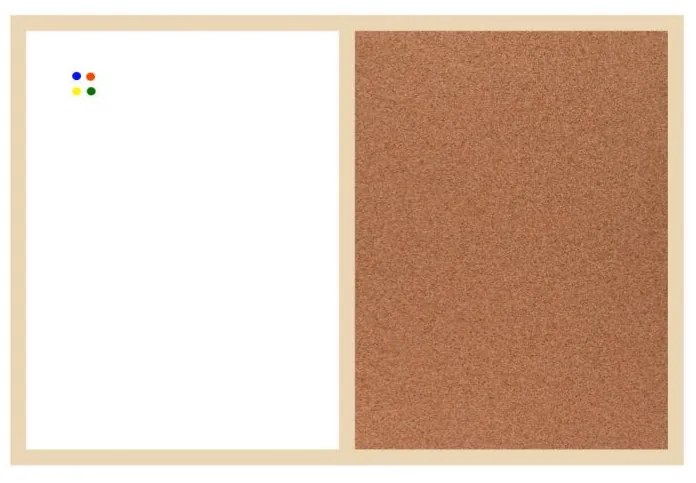 Toptabule.sk KMTDR Kombinovaná tabuľa biela v drevenom ráme + 6 farieb rámu 90x60cm /