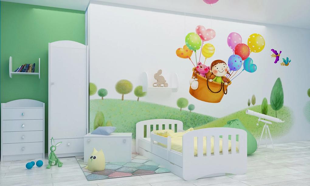 Happy Babies Detská posteľ Happy dizajn/čiarky Farba: Biela / biela, Prevedenie: L04 / 80 x 160 cm /S úložným priestorom, Obrázok: Čiarky