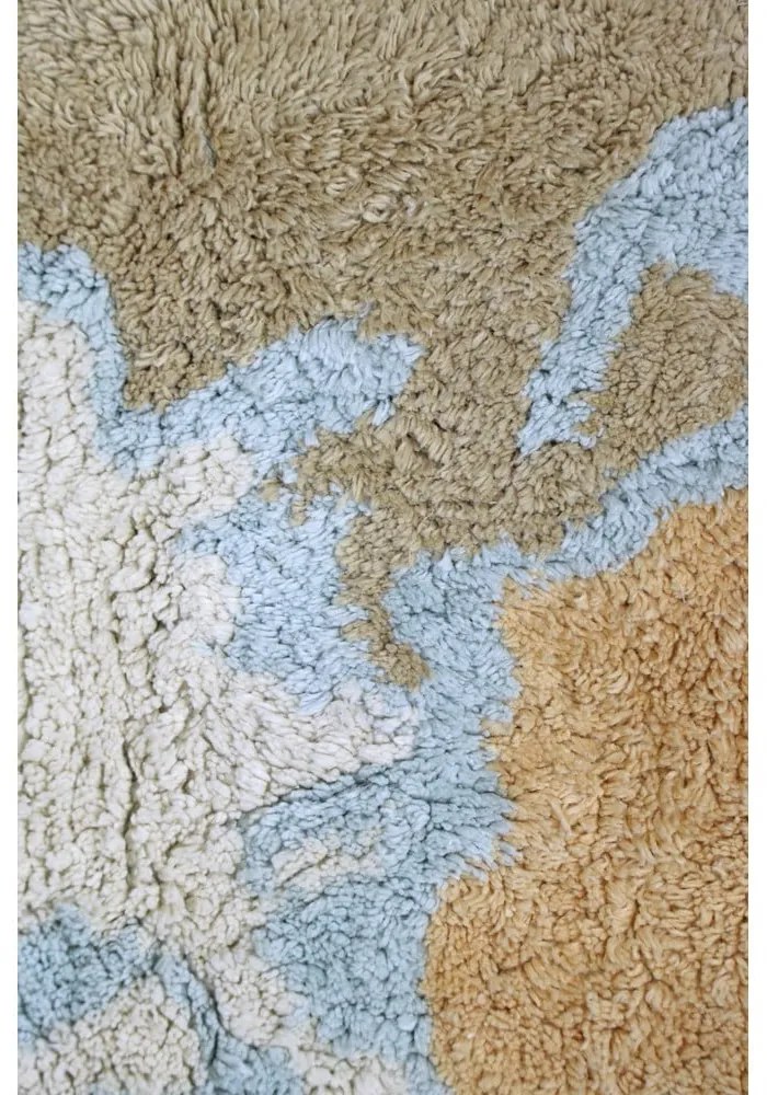 Modro-béžový prateľný ručne tkaný bavlnený detský hrací koberec 70x100 cm Mini Worldmap – Lorena Canals