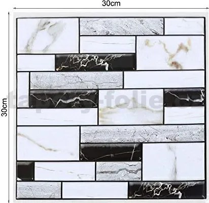 Samolepiace PVC 3D panely TPWP509, cena za kus, rozmer 30 x 30 cm, sivo-čierny obklad, IMPOL TRADE