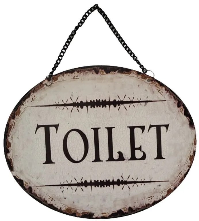 Závesná kovová ceduľa s retiazkou Toilet - 25*20 cm