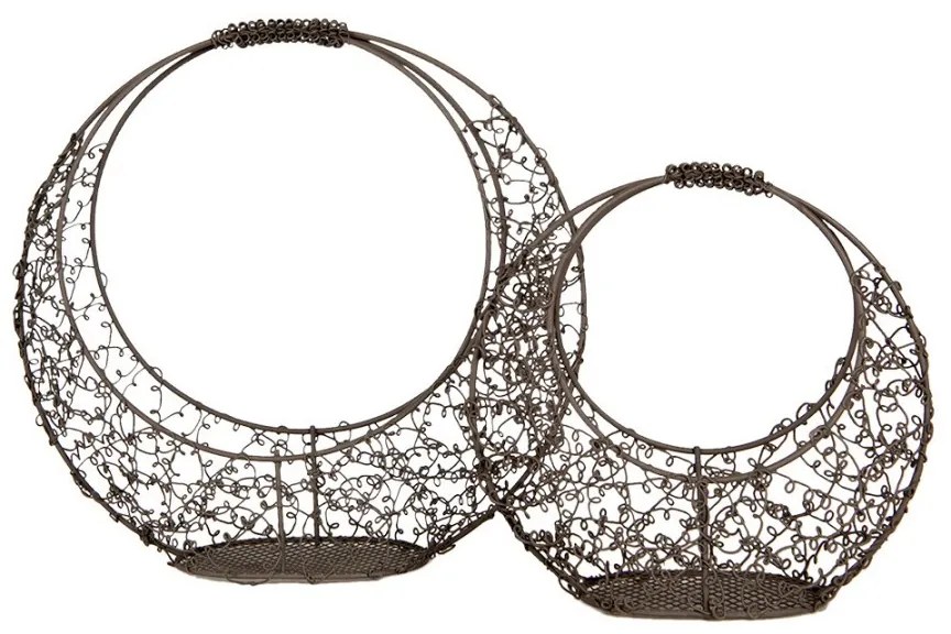 2ks hnedý drôtený dekoračný košík - 30*10*28 / 22*8*20 cm