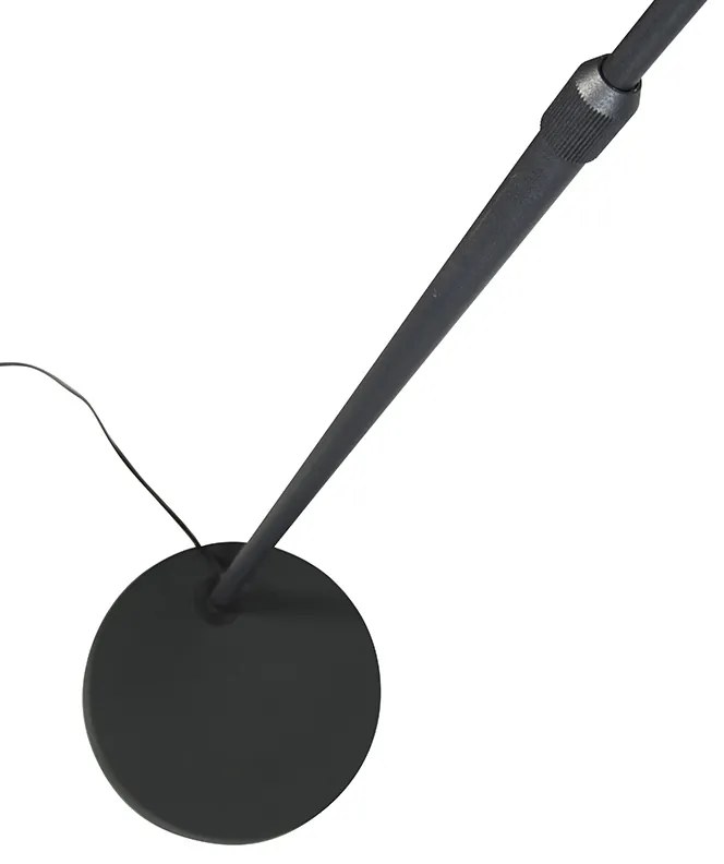 Moderná oblúková lampa čierna s čiernym textilným tienidlom - Arc Basic