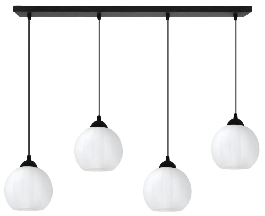 Závesné svietidlo Costa, 4x biele sklenené tienidlo, b