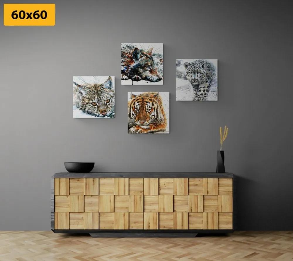 Set obrazov zvieratá v nádhernom akvarelovom prevedení - 4x 60x60