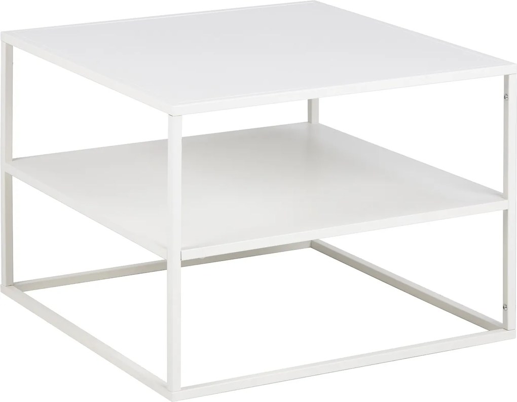 Konferenčný stolík s policou Addax, 60 cm, biela