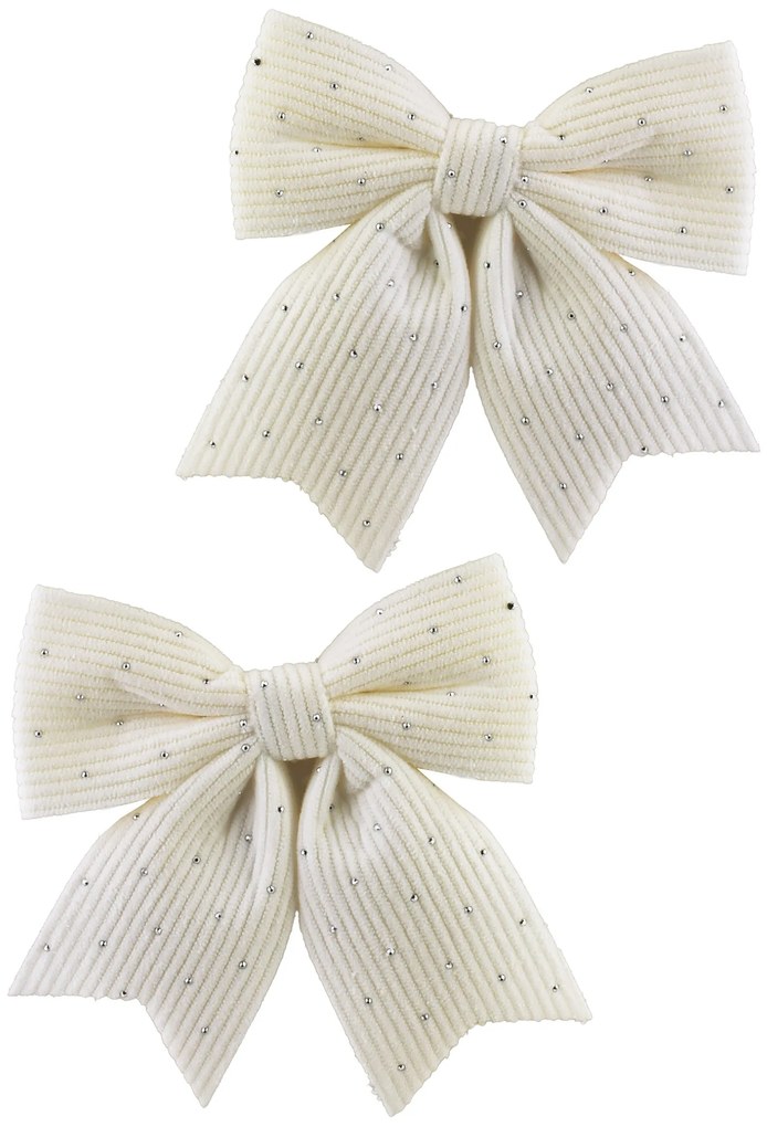 Sada 2 ks vánočních dekorativních mašlí Santa Lila 13,5x14,5 cm bílá