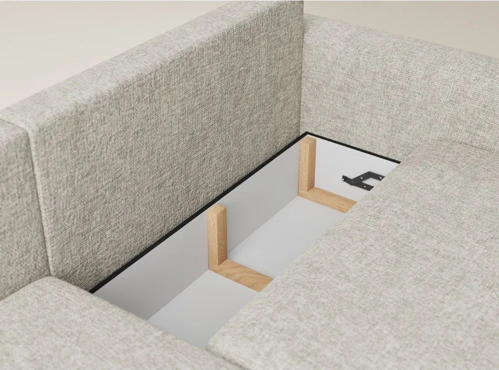 Béžová ženilková rozkladacia/s úložným priestorom rohová pohovka (ľavý roh/s leňoškou) Leon – Maison de Rêve
