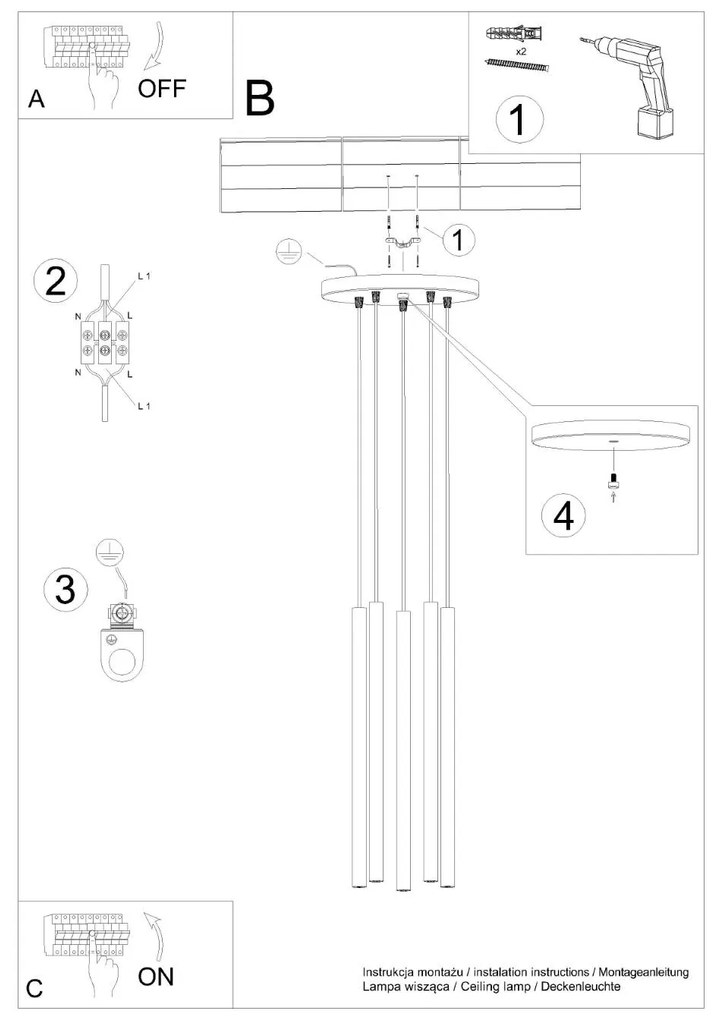 Sollux Lighting Závesné svietidlo Pastelo, 5x béžové kovové tienidlo, o