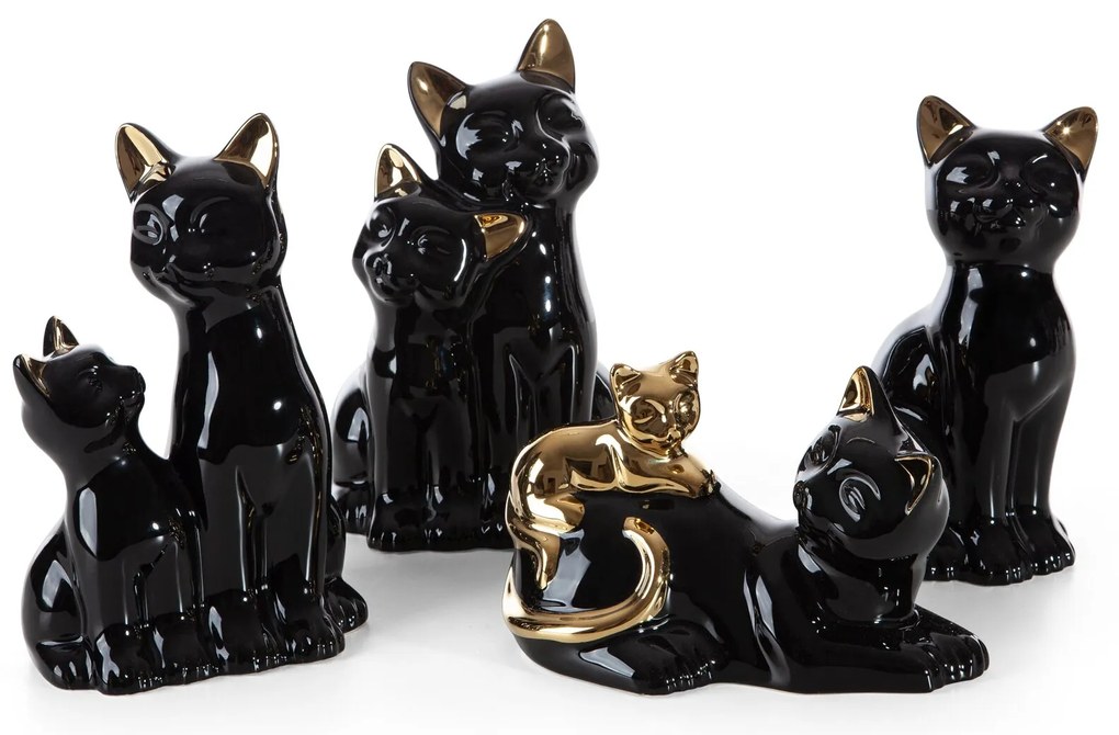 DEKORAČNÁ SOŠKA CAT 15X11X22 CM ČIERNA