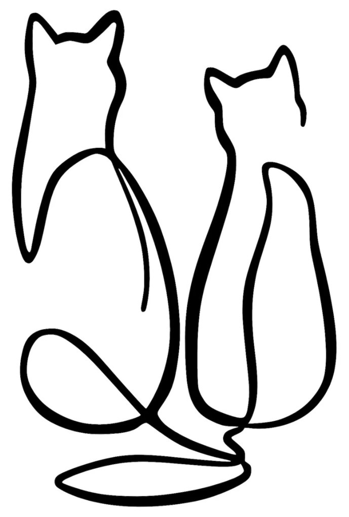 Nástenná kovová dekorácia Pár Mačka Láska čierna