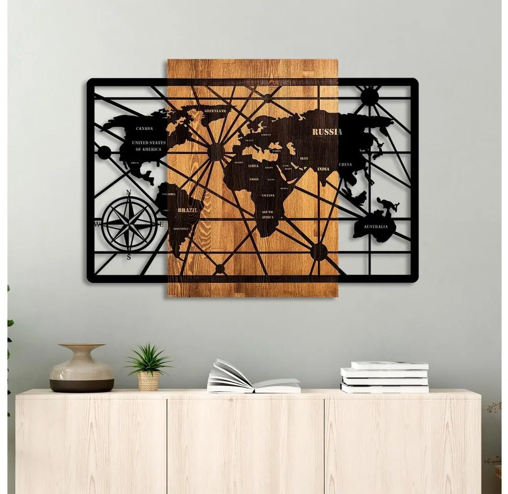 Asir Nástenná dekorácia 96x70 cm mapa drevo/kov 899SKL2631