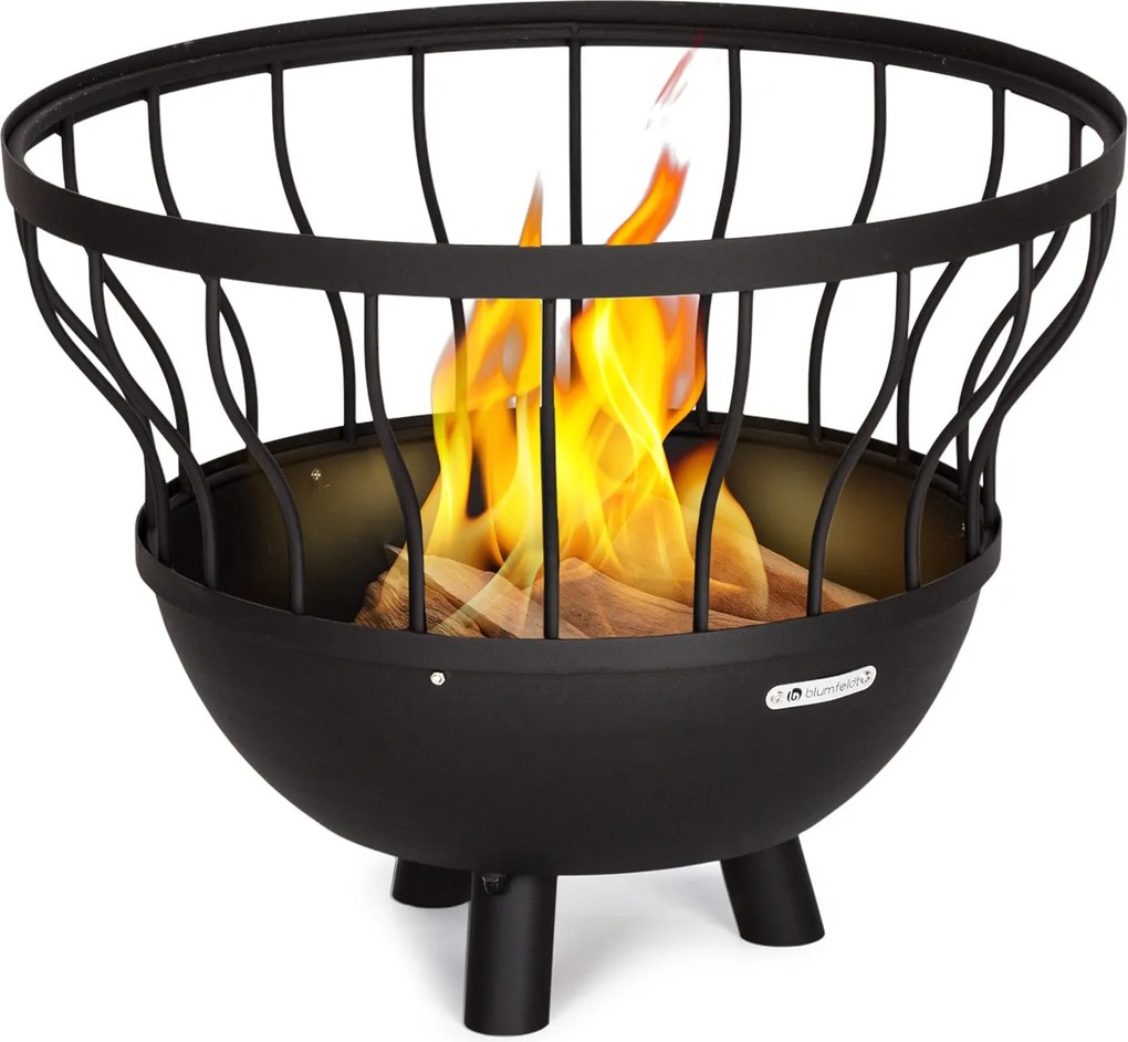 Blumfeldt Nantai, ohnisko s grilom a stolom 3 v 1, Ø 66 cm, grilovací rošt Ø 50 cm, oceľ, bambusová doska