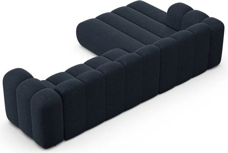 Tmavomodrá ženilková rohová pohovka (ľavý roh/s leňoškou) Lupine – Micadoni