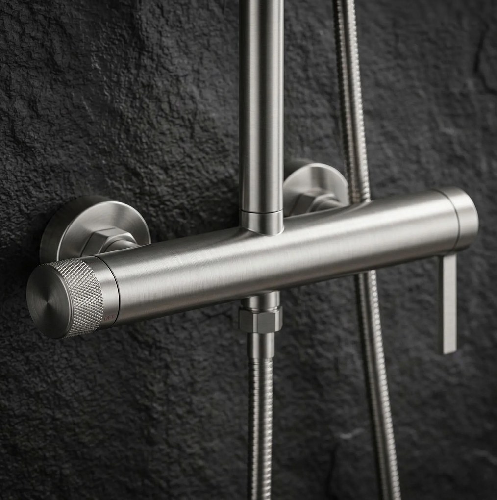 Rea RIVO, sprchová súprava s pákovou batériou, brúsená oceľ, REA-P9498