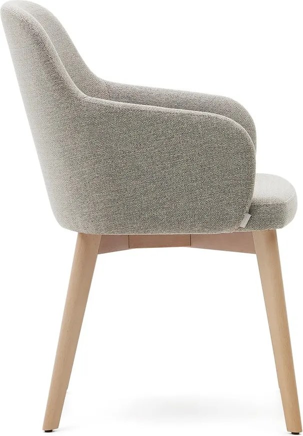 Béžové čalúnené jedálenské kreslo s podrúčkami Nelida – Kave Home