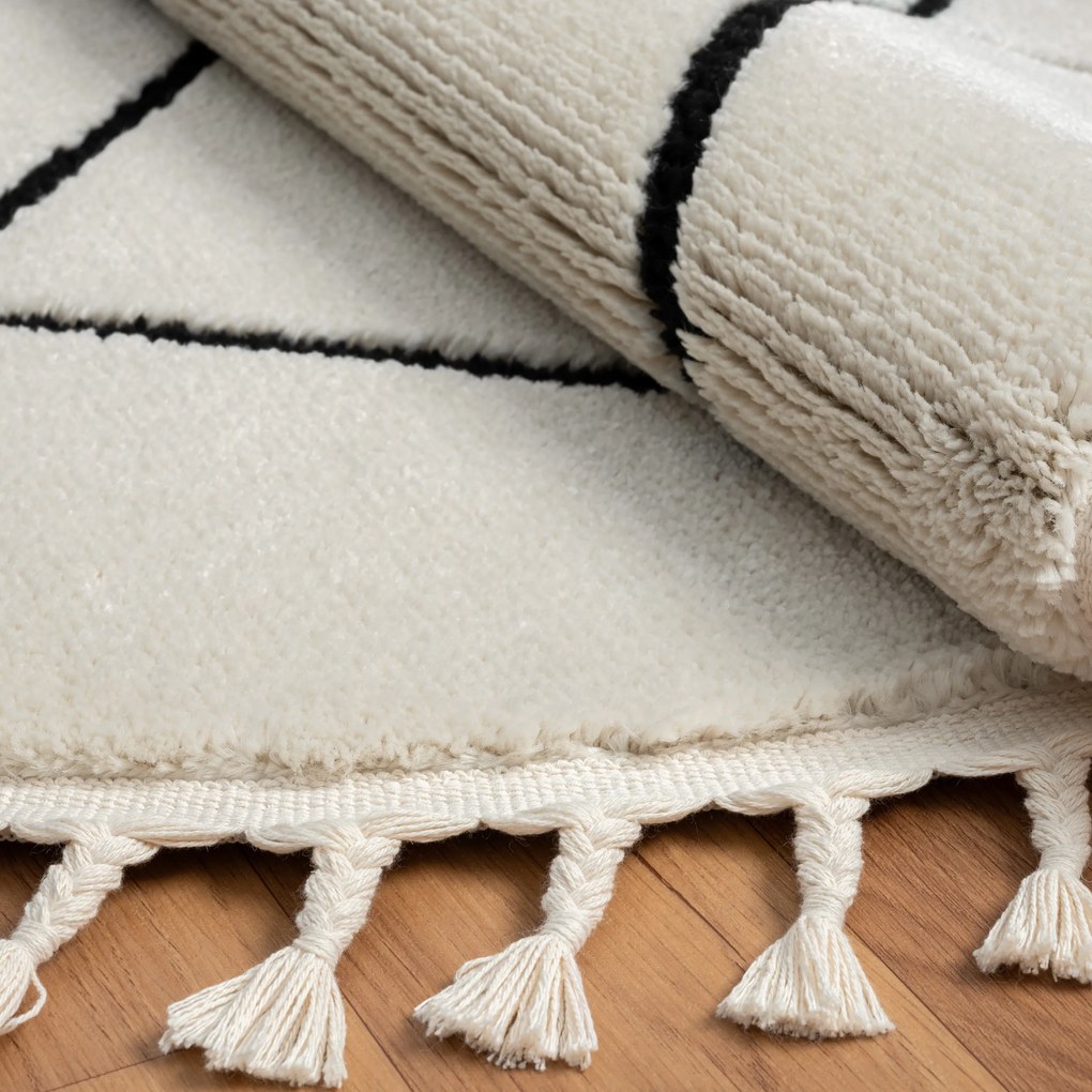 Kusový koberec Moroccan Oasis weiß kruh, 190x190 (průměr) kruh, čiernobiela, obývacia izba, My Flair