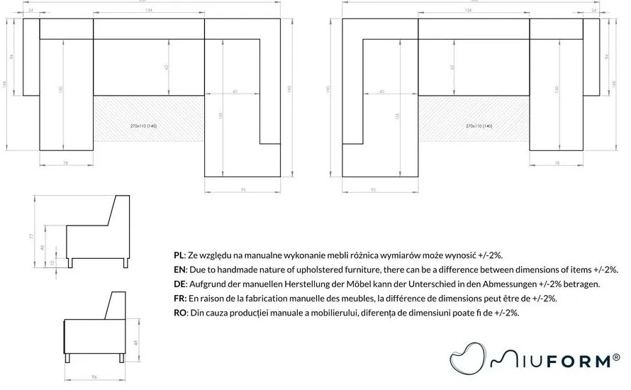 Svetlosivá rozkladacia pohovka do "U" Miuform Dazzling Daisy, ľavý roh