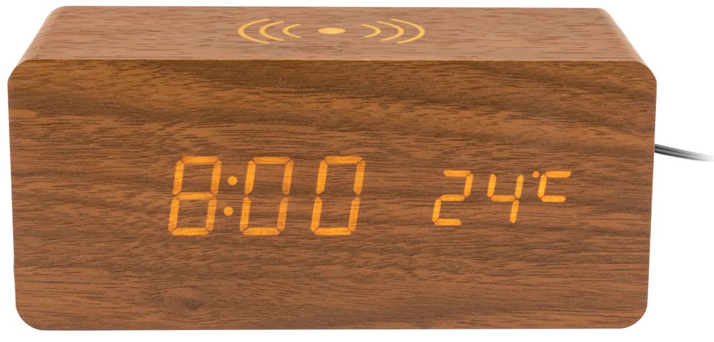 AURIOL® Digitálny drevený budík s nabíjačkou Qi® (100350253)