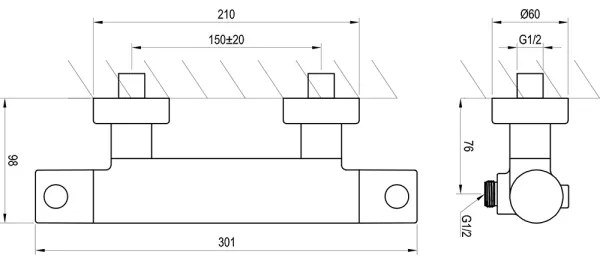 Ravak X070188 - Termostatická sprchová batéria PURI čierna