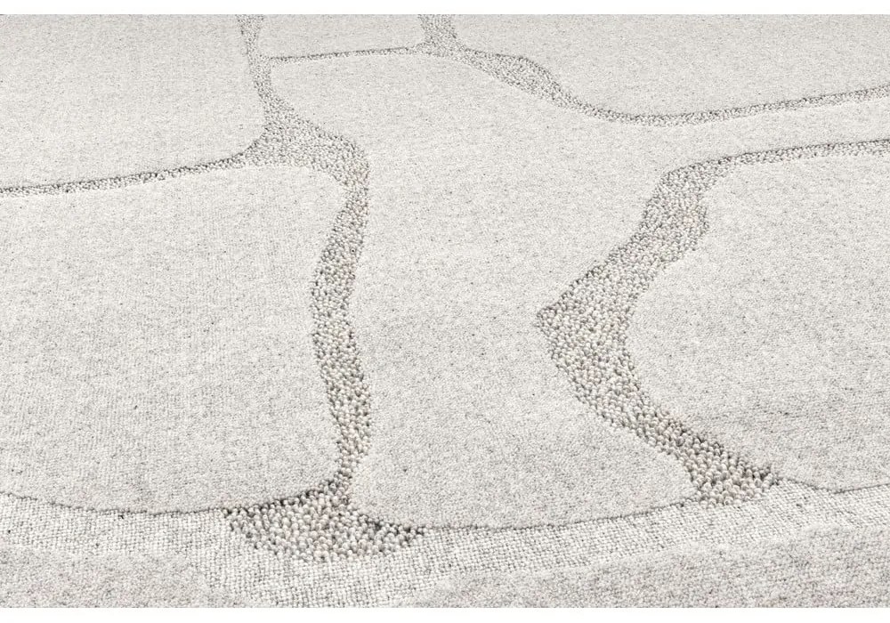 Svetlosivý vlnený okrúhly koberec ø 200 cm Morphic Organica – Agnella