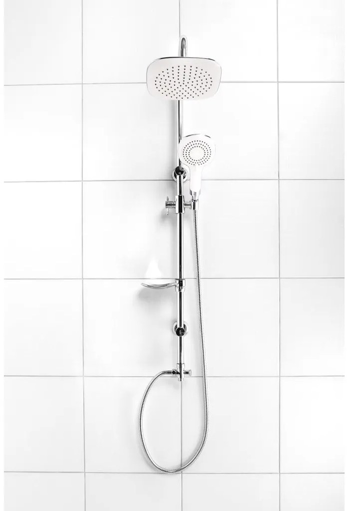 Invena Elea, sprchový stĺp h-960 s ručnou a hlavovou sprchou, chrómová-biela, INV-AU-82-001-M