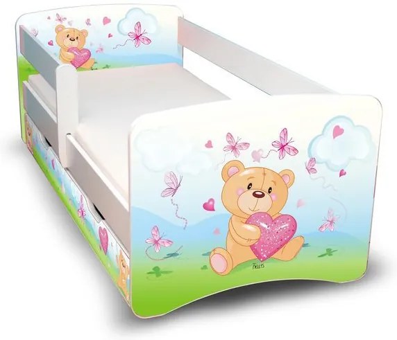 MAXMAX Detská posteľ so zásuvkou 160x80 cm - MÍŠA so srdiečkami II 160x80 pre dievča ÁNO