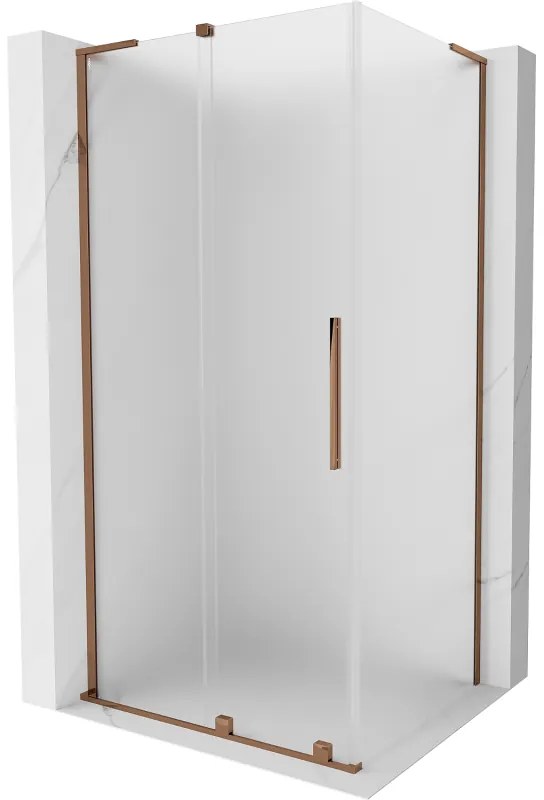 Mexen Velar L, sprchový kút s posuvnými dverami 120 x 75 cm, 8mm sklo námraza, ružové zlato, 871-120-075-33-60