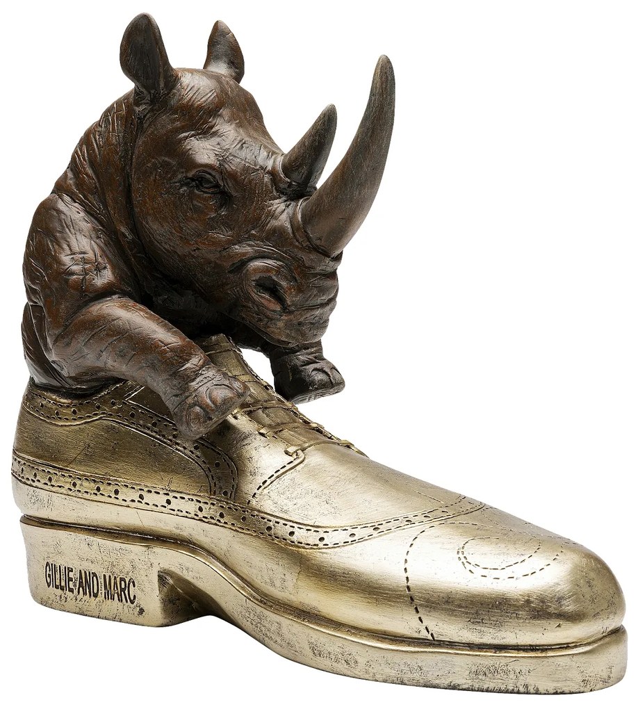 Rhino Shoe Fetish dekoračná soška hnedo-zlatá 28 cm