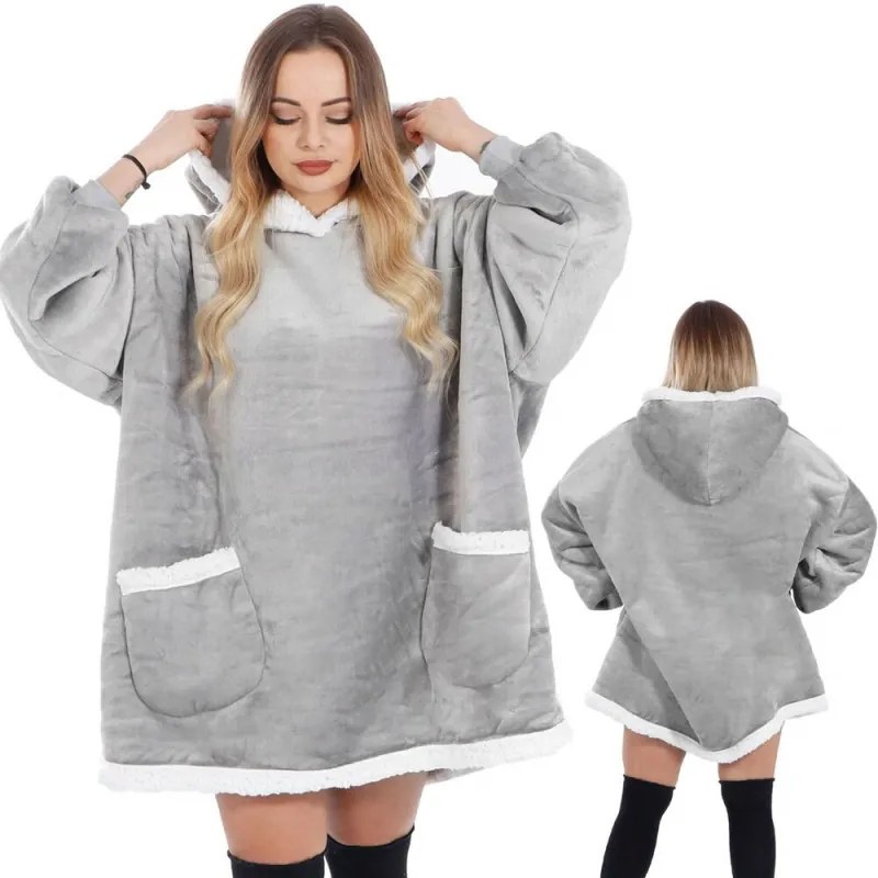 SPRINGOS Mikinová deka Oversized svetlo šedá SPRINGOS