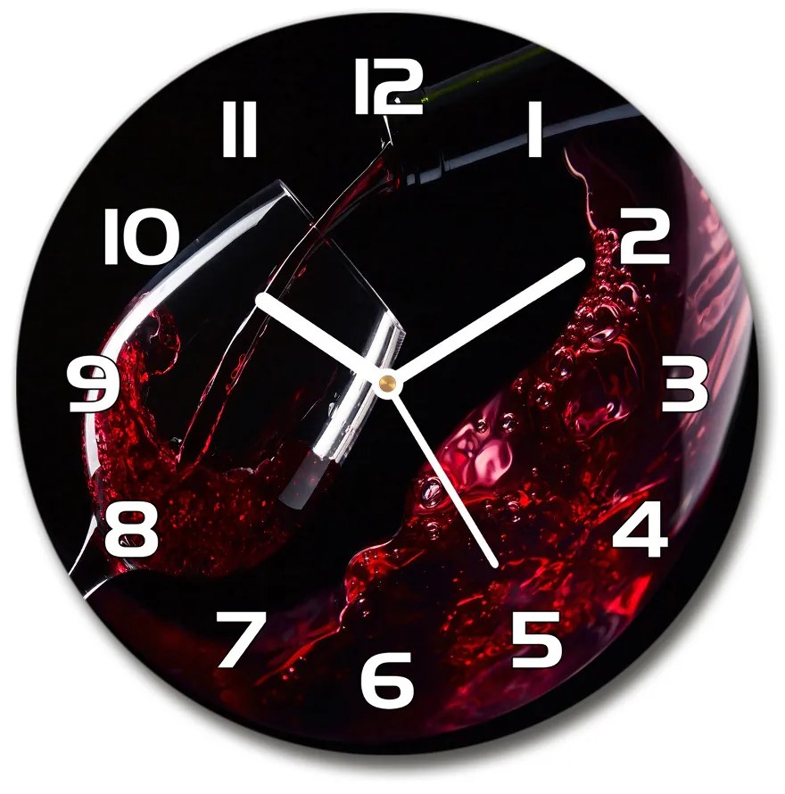 Sklenené hodiny na stenu Červené víno pl_zso_30_f_54930015