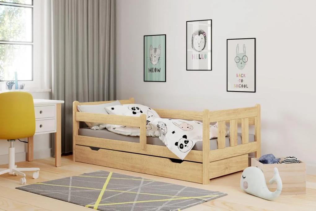 HLR, MARINELLA detská posteľ so zábranou, dekor borovice, 160x80 cm