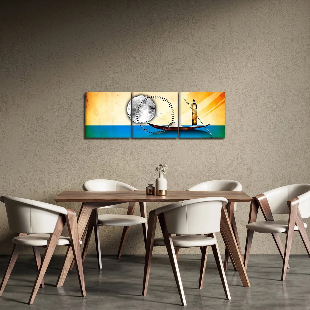 Obraz - Staroveká maľba (s hodinami) (90x30 cm)