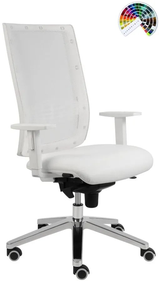 Kancelárska stolička KENT SIEŤ black & white čalúnenie KOŽENKA Arizona