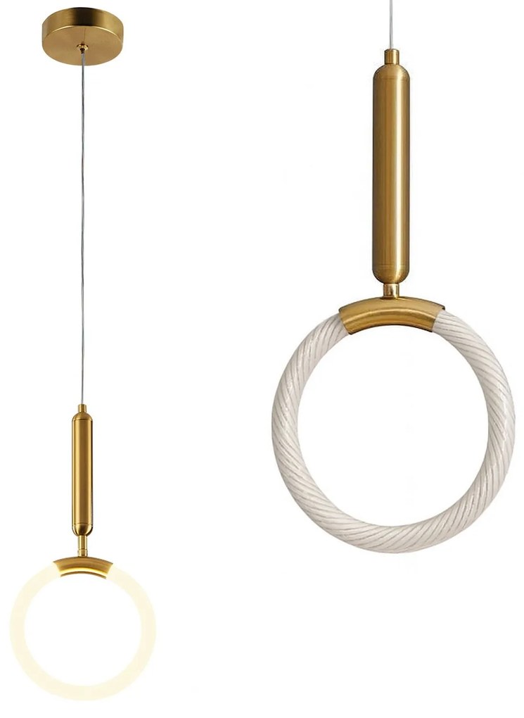 Toolight Toolight, LED závesné svietidlo 20x40cm, 12W, 3000K, LHJ058-CP1, zlatá matná, OSW-50028