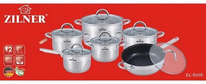 Zilner ZL-8107 Sada hrncov nerez indukcia 12 ks