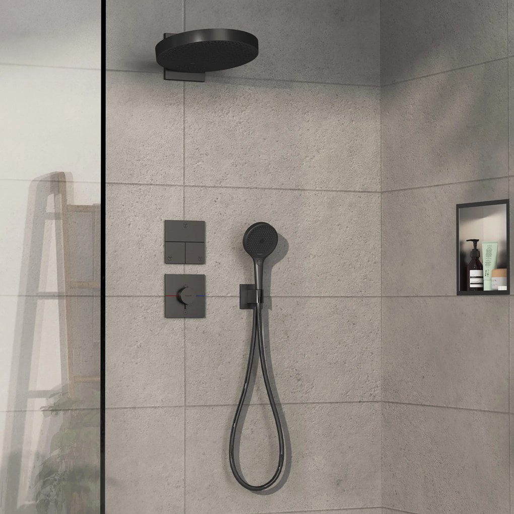 Hansgrohe ShowerSelect Comfort E, termostat pod omietku pre 1 spotrebič a ďalší výtok, kartáčovaný čierny chróm, HAN-15575340