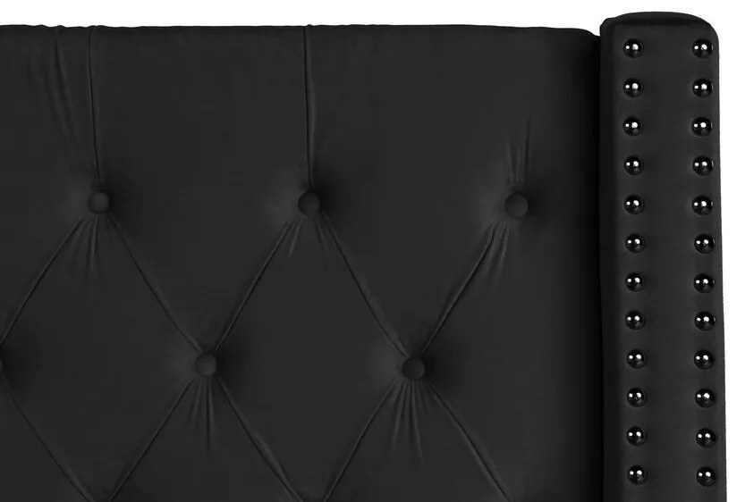 Zamatová posteľ s úložným priestorom 180 x 200 cm čierna LUBBON Beliani