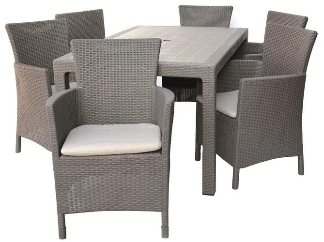 Elegantná stolička MONTANA z umelého ratanu - cappuccino + pieskové vankúše‎