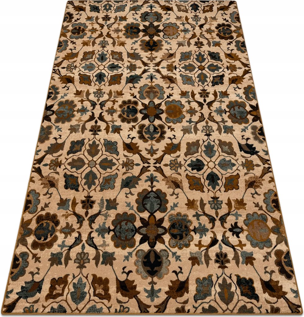 Koberec Do Obývačky vlna Omega Amalfi kvety hnedá Ornament 235x350 cm