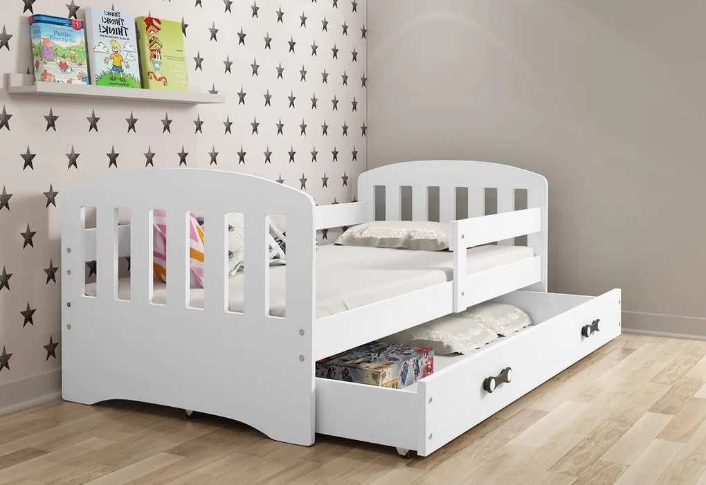 Detská posteľ CLASSIC + ÚP + matrac + rošt ZADARMO, 80x160, bialy, biela