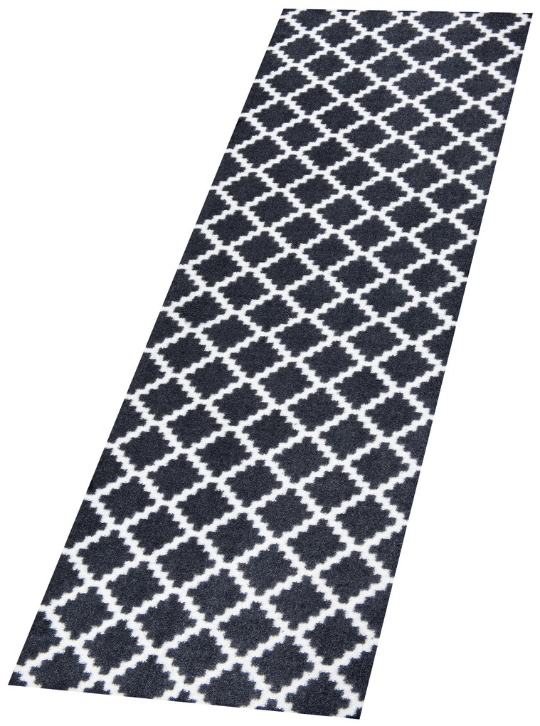 Protišmykový behúň Home Black White 103156, 50x150, čierna, chodba / predsieň, Hanse Home