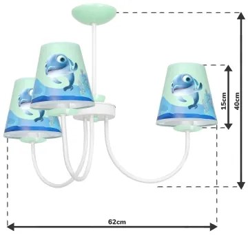 Detský luster na tyči DOLPHIN 3xE14/40W/230V