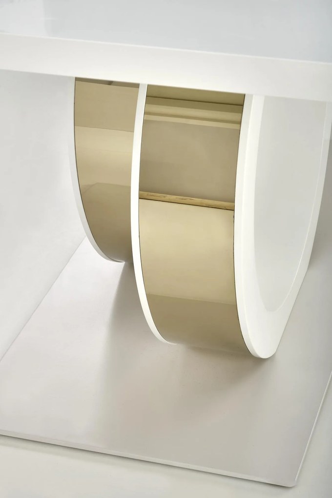 Rozkladací jedálenský stôl GALARDO 160/200 cm biely/zlatý